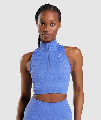 Corp Tops Gymshark Adapt Animal Seamless 1/2 Zip Mujer Azules | CO 2457WNB